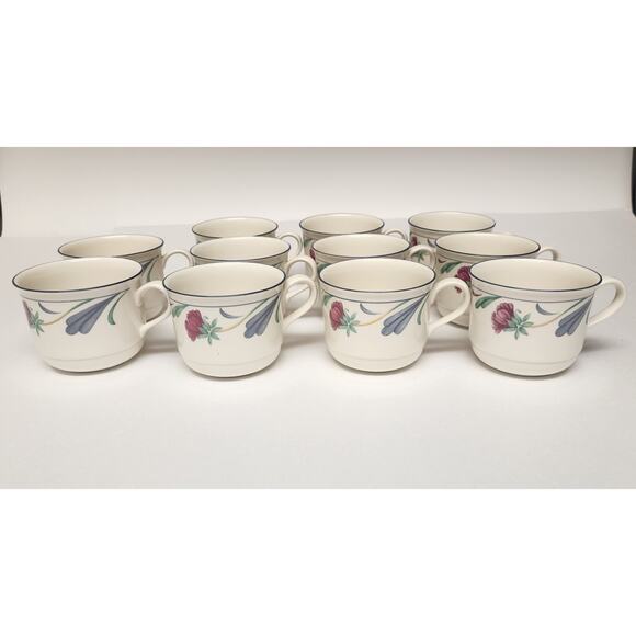 Lenox Chinastone Poppies on Blue Flat Coffee Cups Lot of 11 - Picture 7 of 8